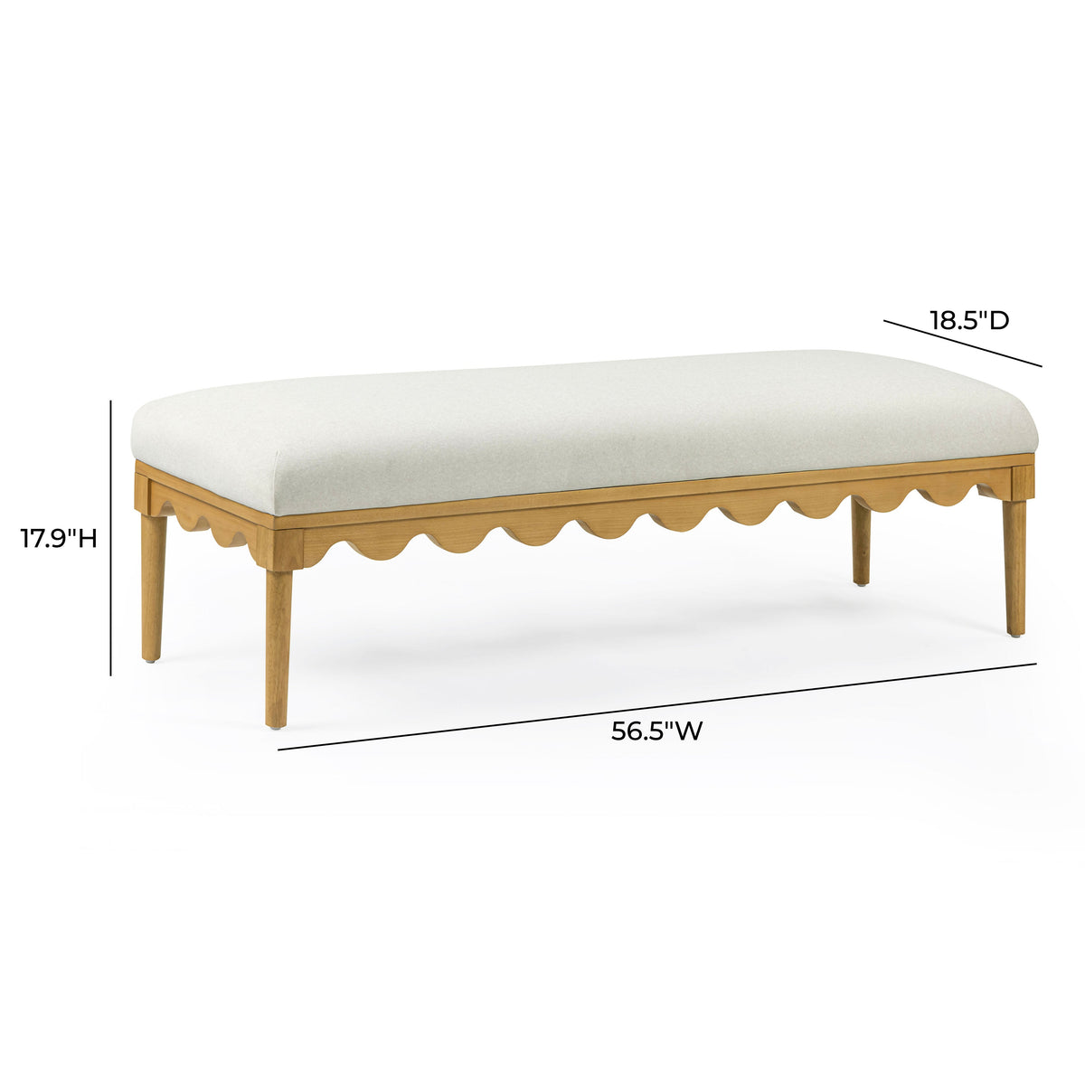 TOV Furniture Oodle Cream Performance Vegan Mohair Bench