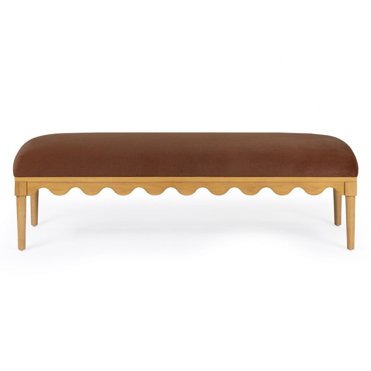 TOV Furniture Oodle 56.5" Performance Vegan Mohair Bench in Bronze Fabric, primary product view