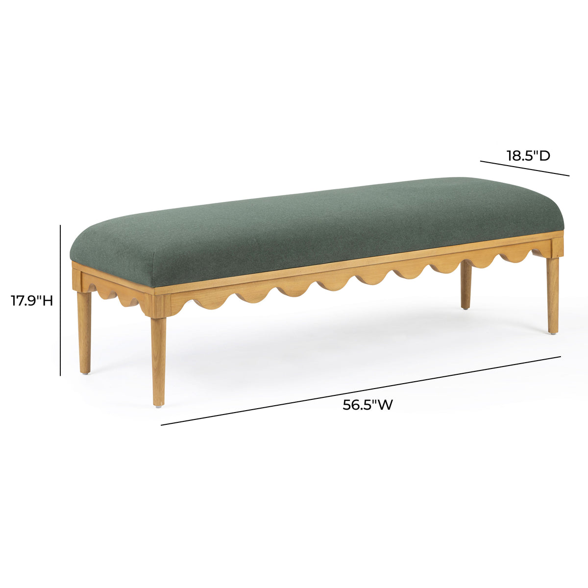 TOV Furniture Oodle Green Performance Vegan Mohair Bench