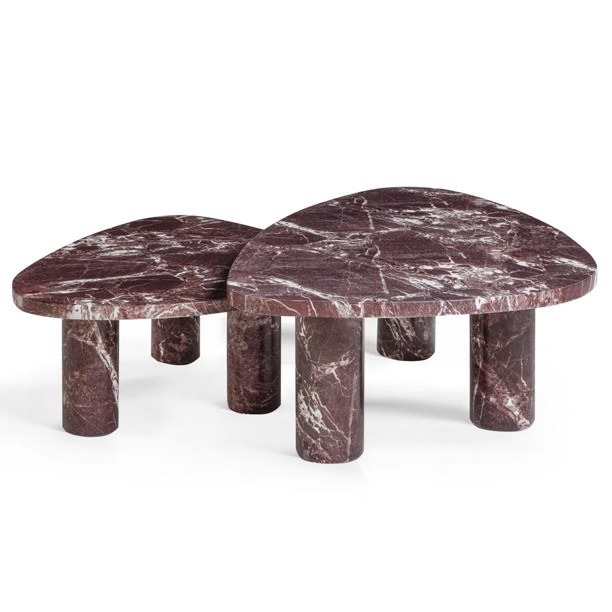 TOV Furniture Libby Faux Red Levanto Marble Indoor/Outdoor Nesting Coffee Table Set
