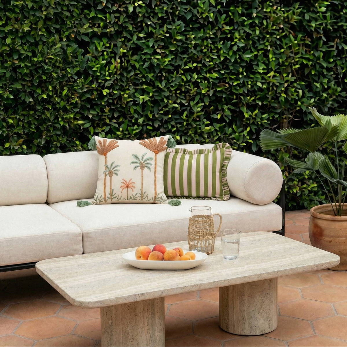 TOV Furniture Tyche Faux Travertine Concrete Rectangular Indoor/Outdoor Coffee Table