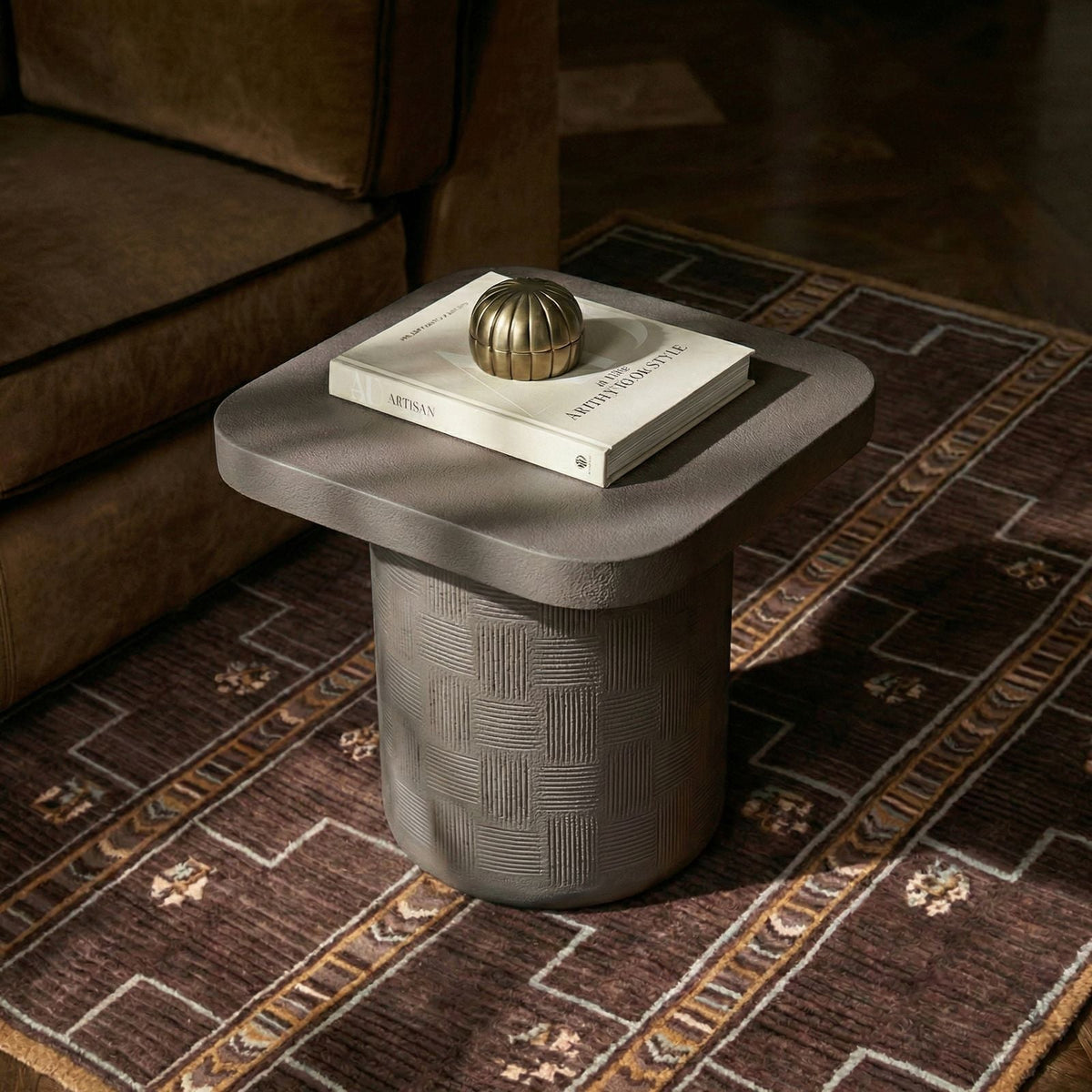 TOV Furniture Suraya Dark Umber Concrete Indoor/Outdoor Side Table