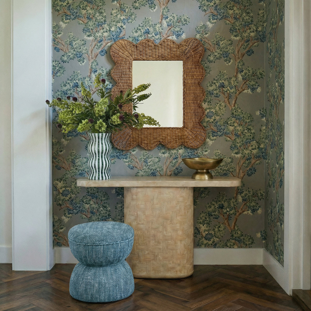 TOV Furniture Suraya Faux Travertine Concrete Indoor/Outdoor Console Table