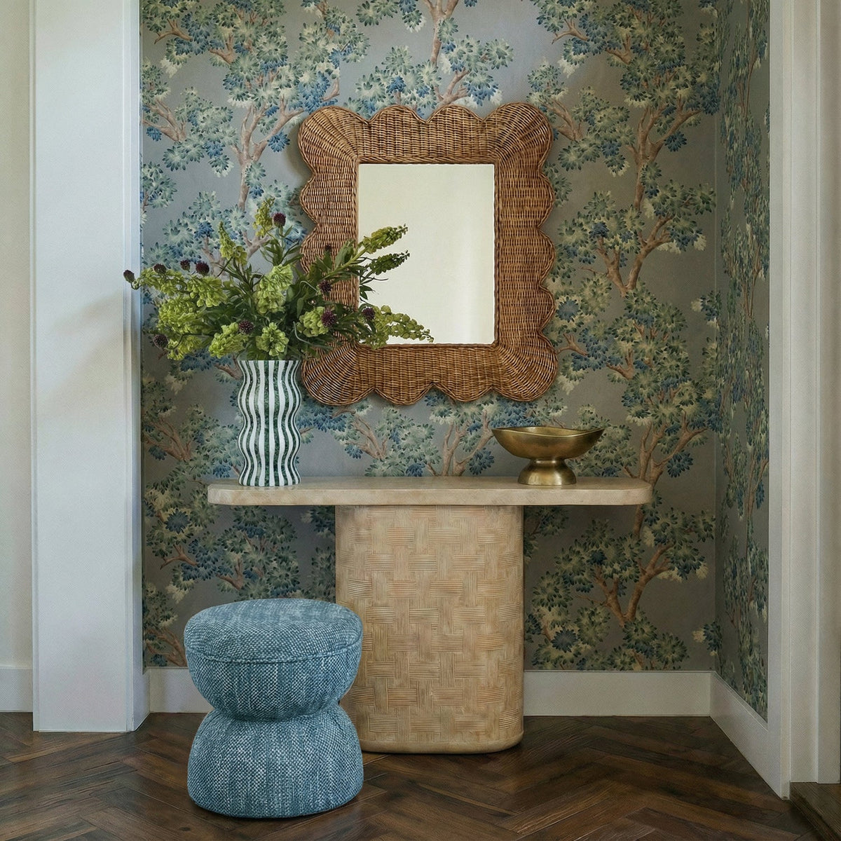 TOV Furniture Suraya Faux Travertine Concrete Indoor/Outdoor Console Table