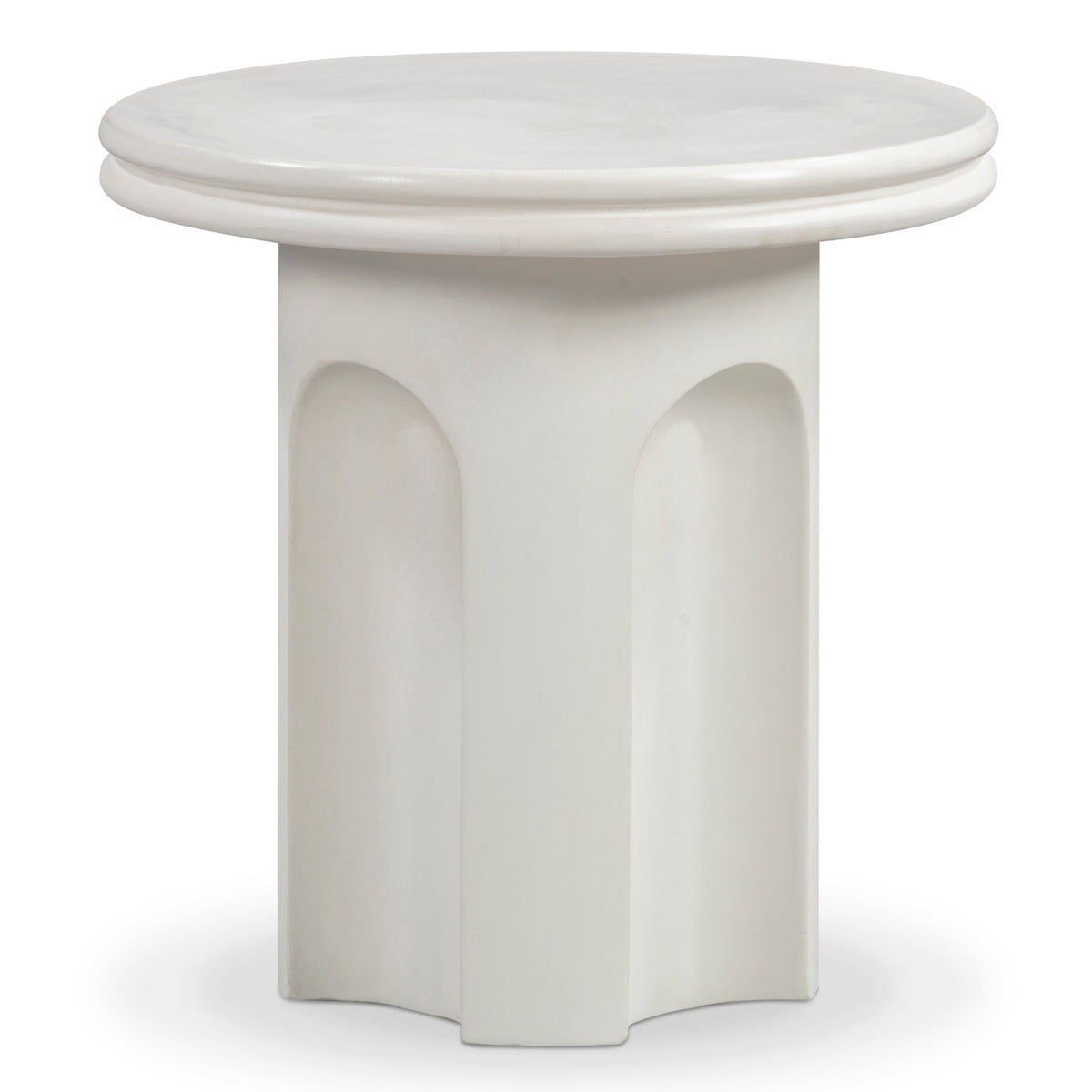 TOV Furniture Cassandra Ivory Concrete Indoor/Outdoor Side Table in ivory concrete with an arched base, primary product view