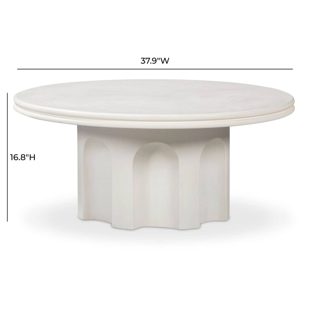 TOV Furniture Cassandra 38in Ivory Concrete Round Indoor/Outdoor Coffee Table