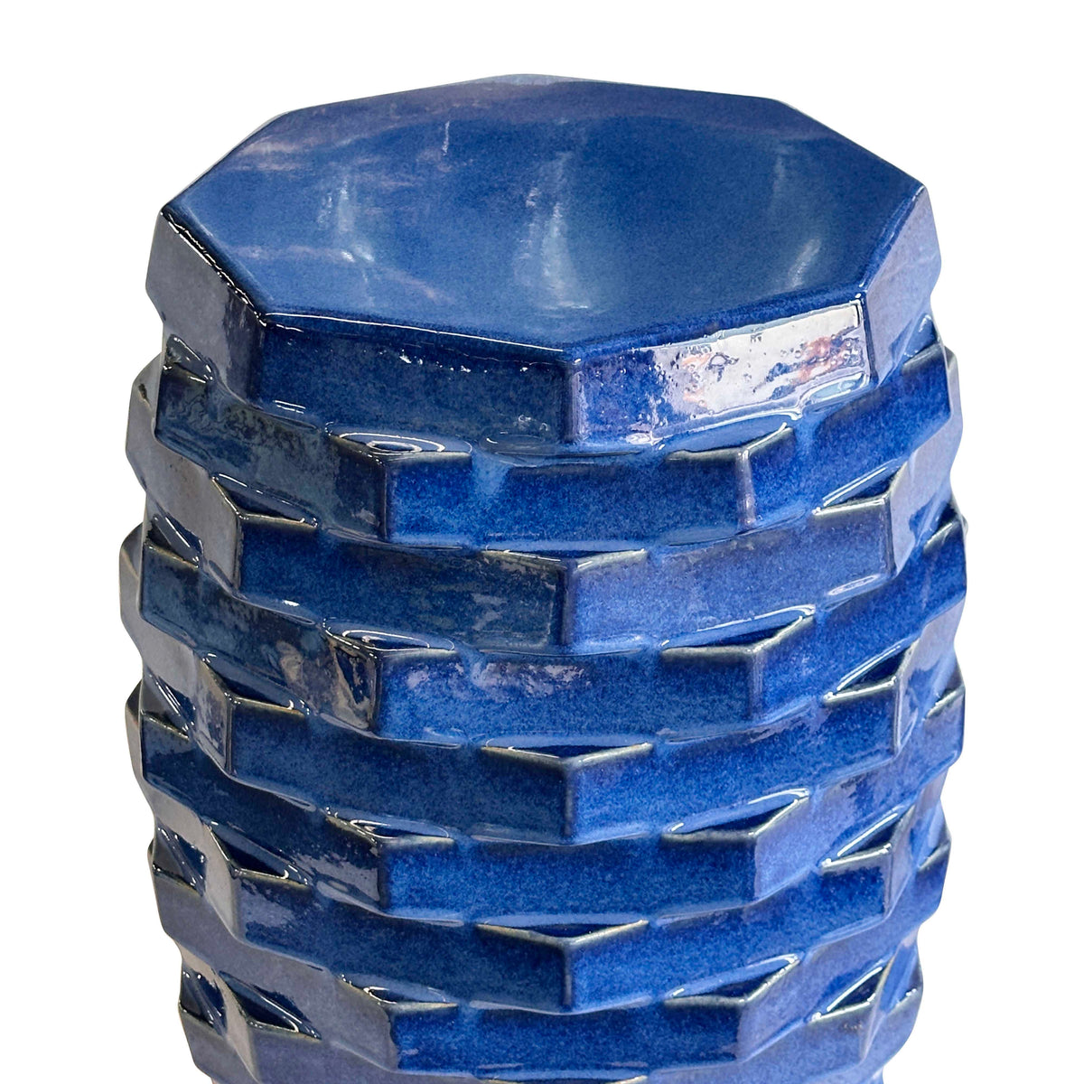 TOV Furniture Trax Azul Blue Ceramic Indoor/Outdoor Side Table