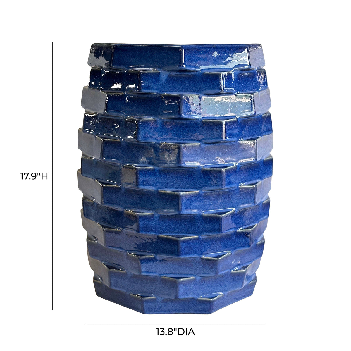 TOV Furniture Trax Azul Blue Ceramic Indoor/Outdoor Side Table