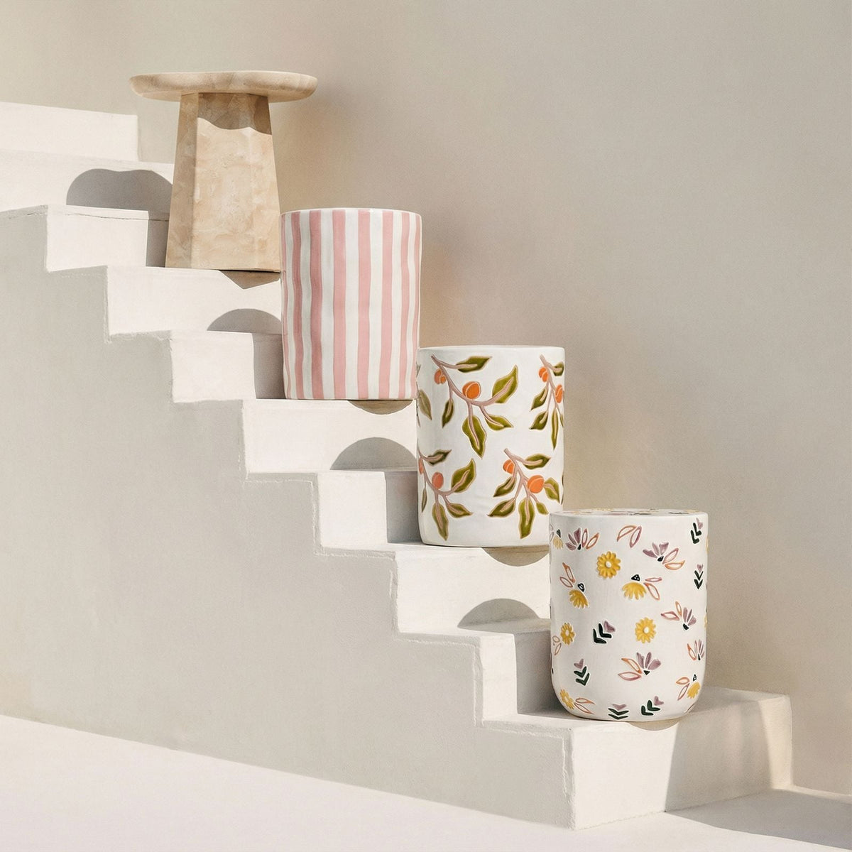 TOV Furniture Ceramic Hand-Painted Floral Indoor/Outdoor Table