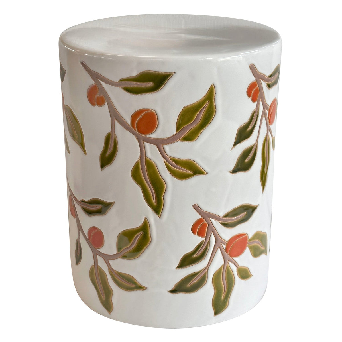 TOV Furniture Tempest Citrus Indoor/Outdoor Ceramic Table in orange citrus hand-painted ceramic, primary product view