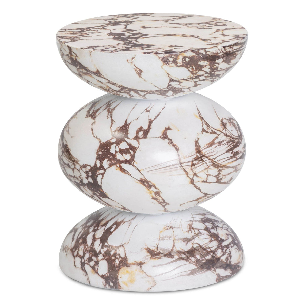 TOV Furniture Pia Red Faux Marble Indoor/Outdoor Concrete Side Table in red faux marble, primary product view