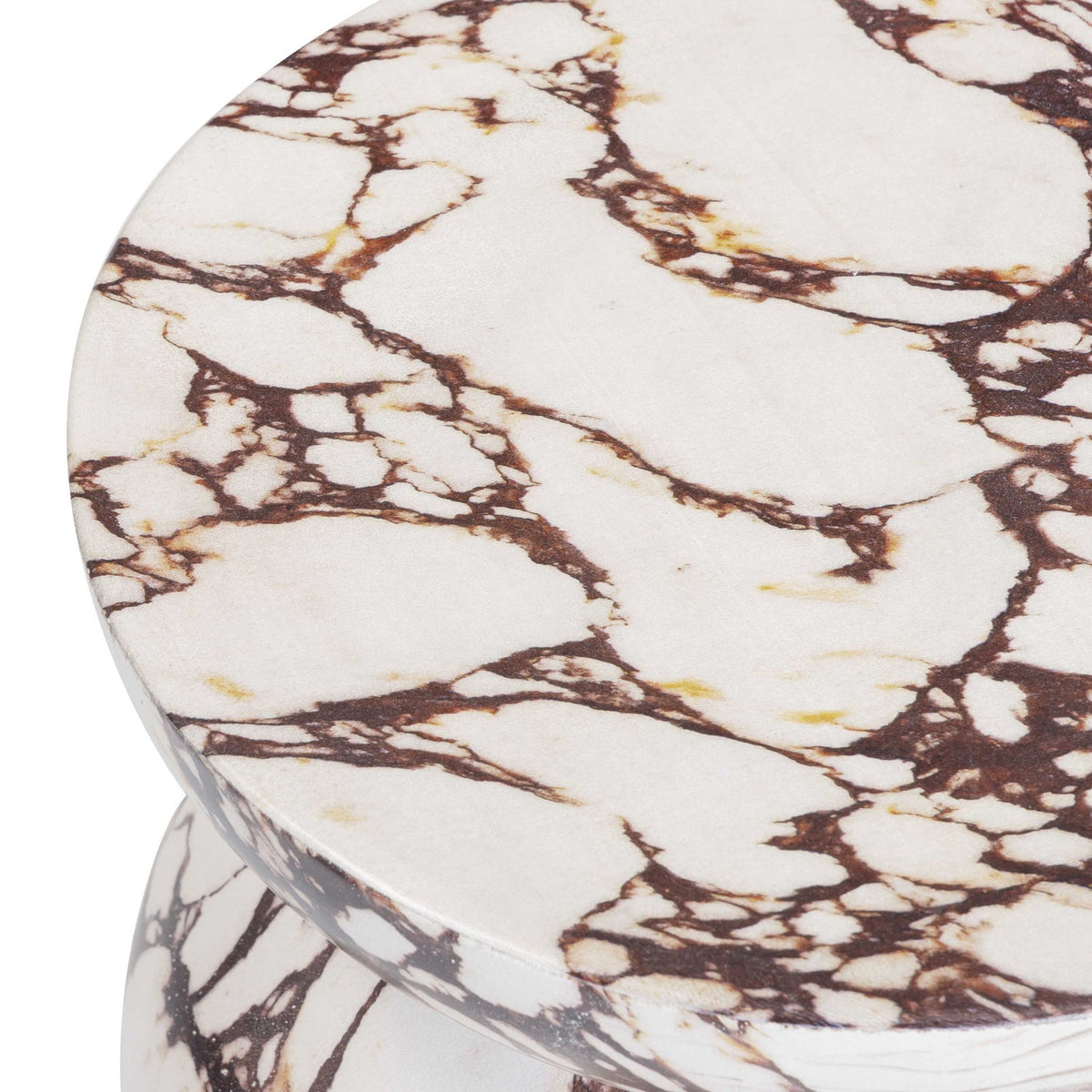 TOV Furniture Pia Red Faux Marble Concrete Indoor/Outdoor Side Table