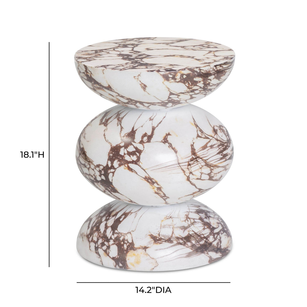 TOV Furniture Pia Red Faux Marble Concrete Indoor/Outdoor Side Table