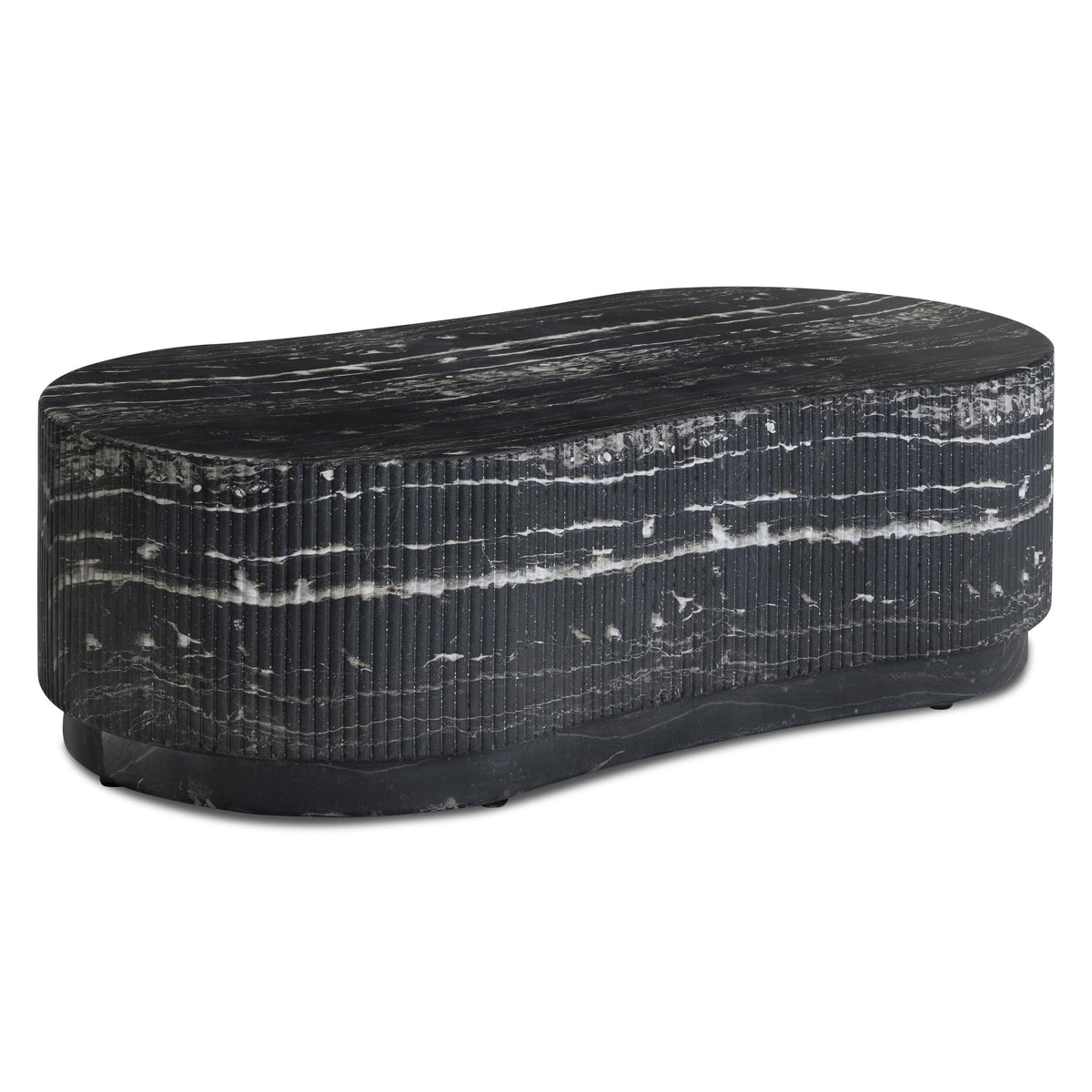 TOV Furniture Hades Black Faux Marble Concrete Coffee Table in black faux marble concrete, primary product view