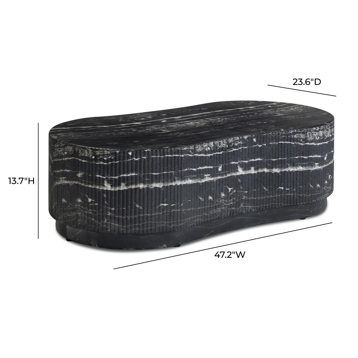 TOV Furniture Hades Black Faux Marble Concrete Indoor/Outdoor Coffee Table