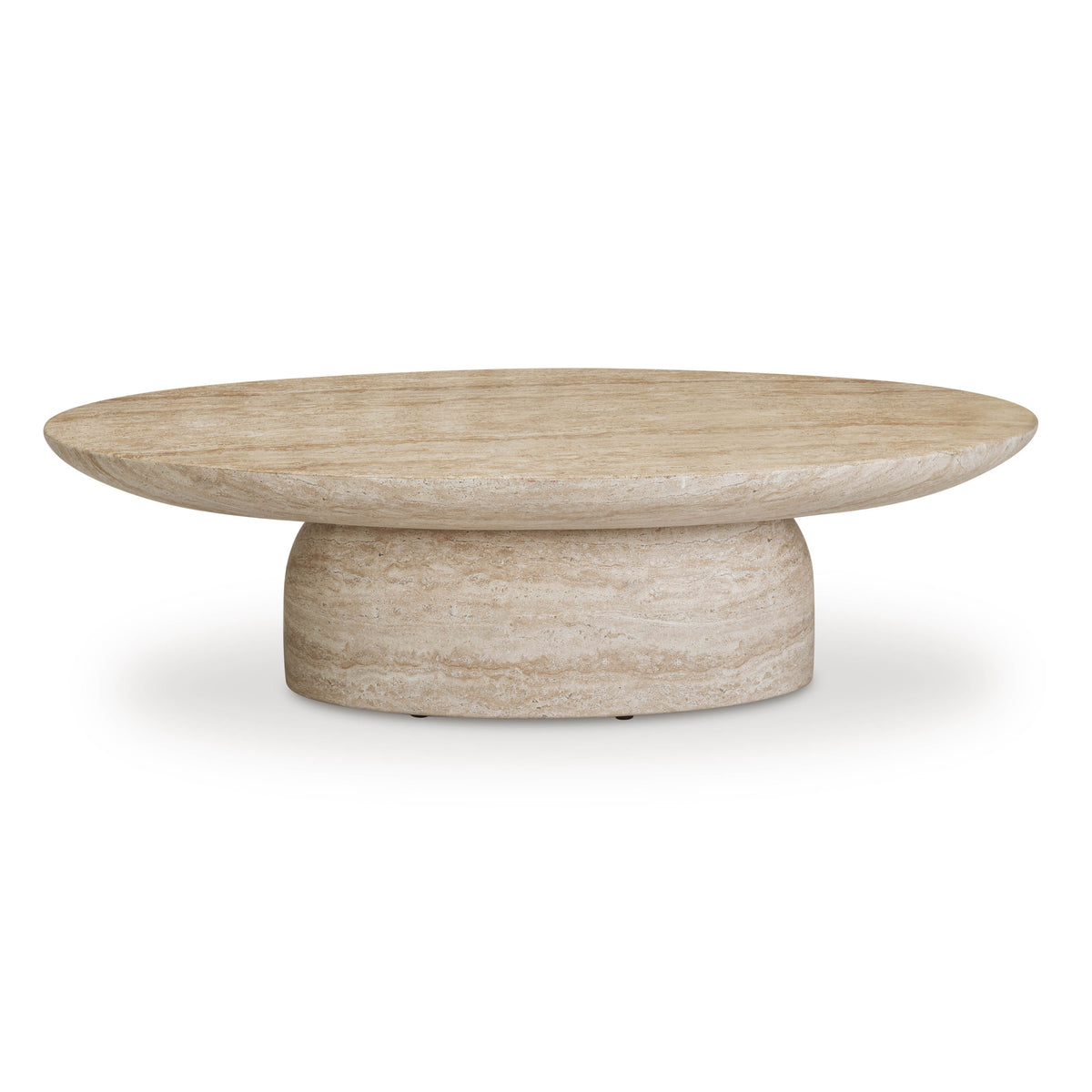 TOV Furniture Sonia 51" Faux Travertine Indoor/Outdoor Concrete Coffee Table, primary product view
