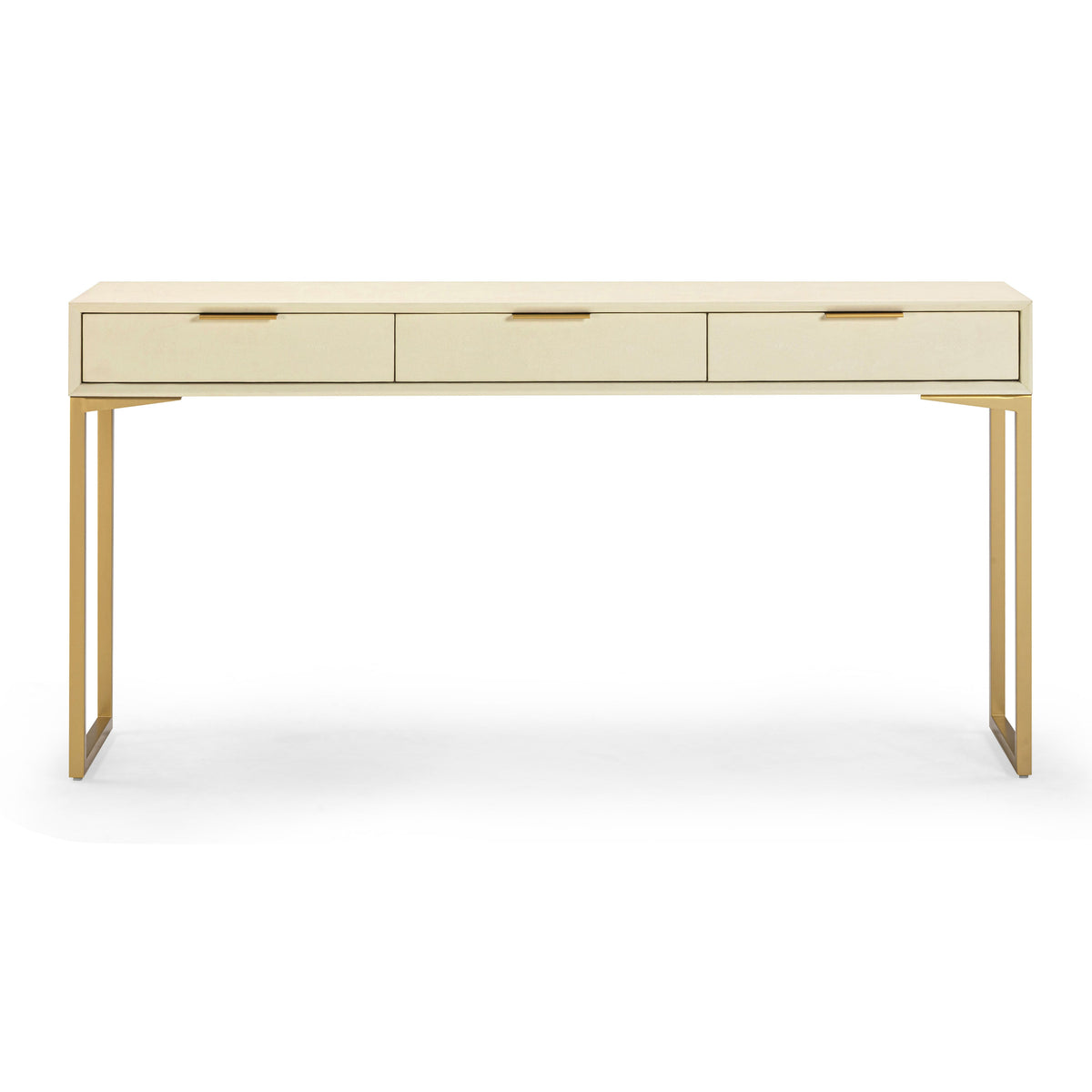 TOV Furniture Pesce 59in Faux Shagreen 3-Drawer Console Table in cream shagreen, primary product view