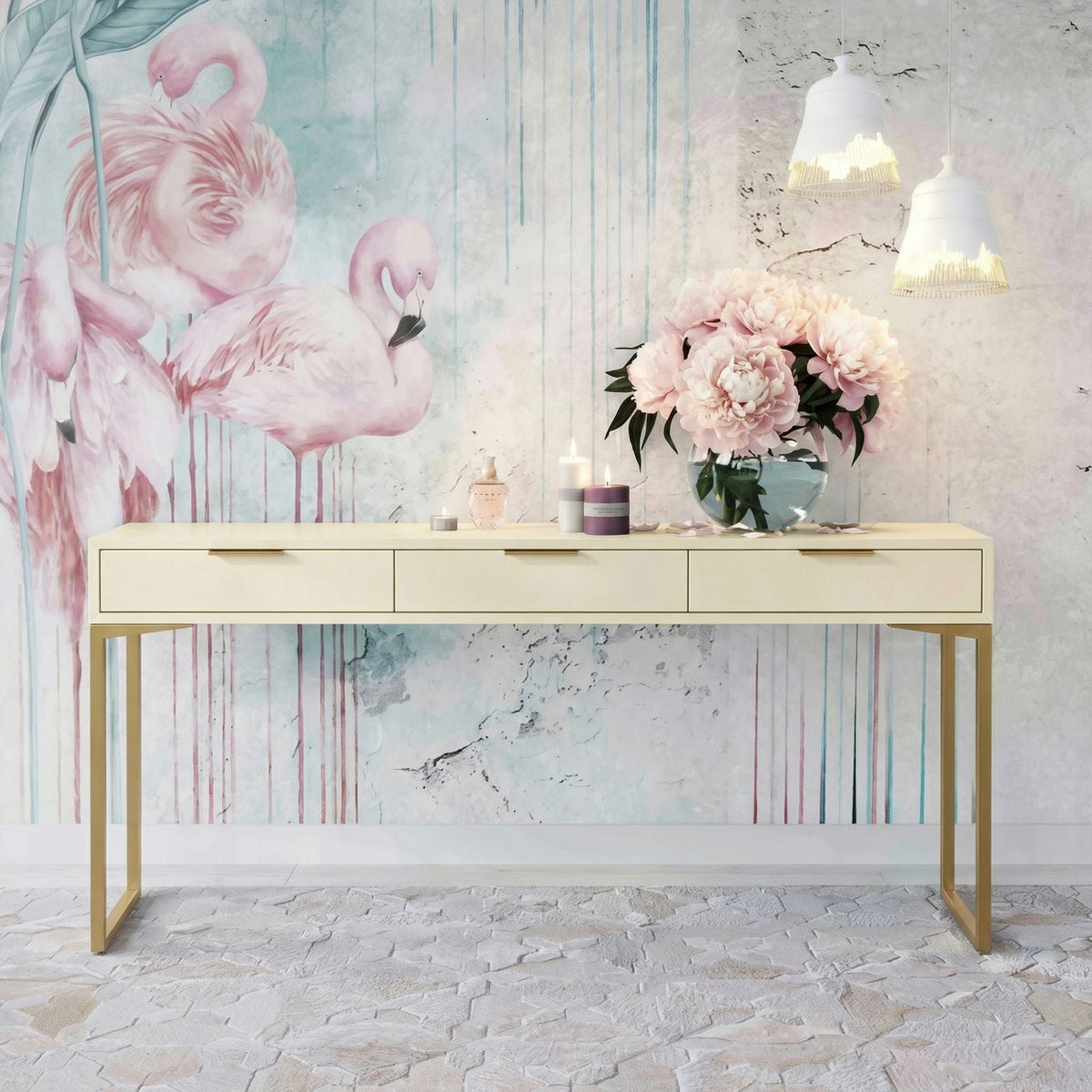 TOV Furniture Pesce Faux Shagreen 3-Drawer Console Table