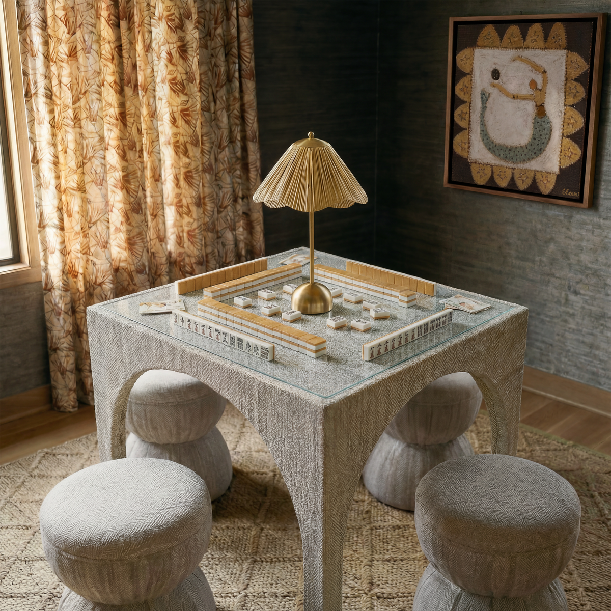 TOV Furniture Tomlin Beige Square Mahjong Table