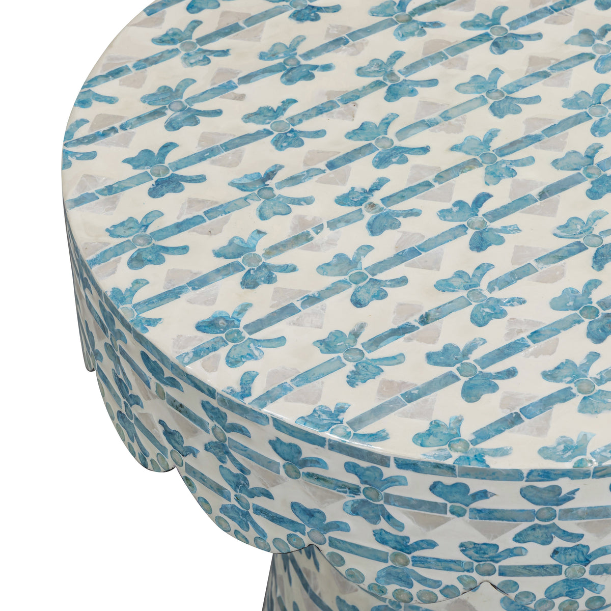 TOV Furniture Lady Blue Ribbon Capiz Shell Round Side Table