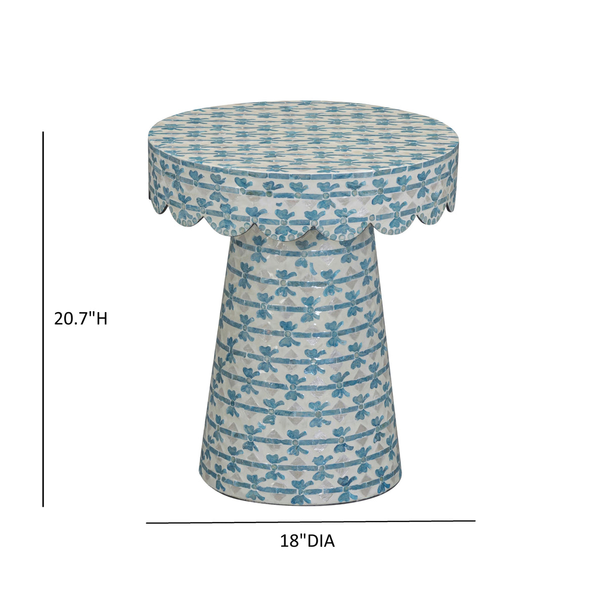 TOV Furniture Lady Blue Ribbon Capiz Shell Round Side Table