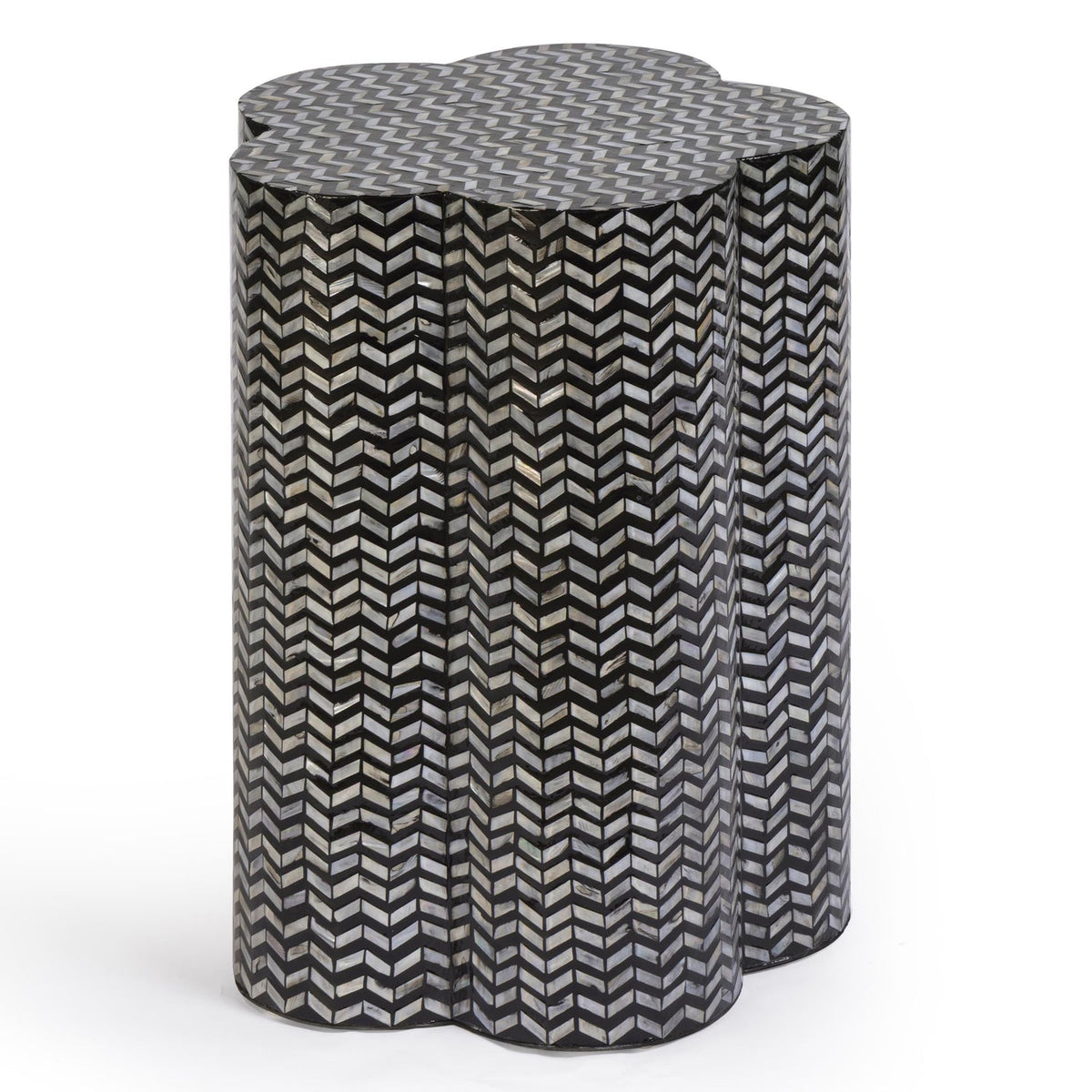 TOV Furniture Truffle Black Mother of Pearl Shell Side Table in black mother-of-pearl shell, primary product view