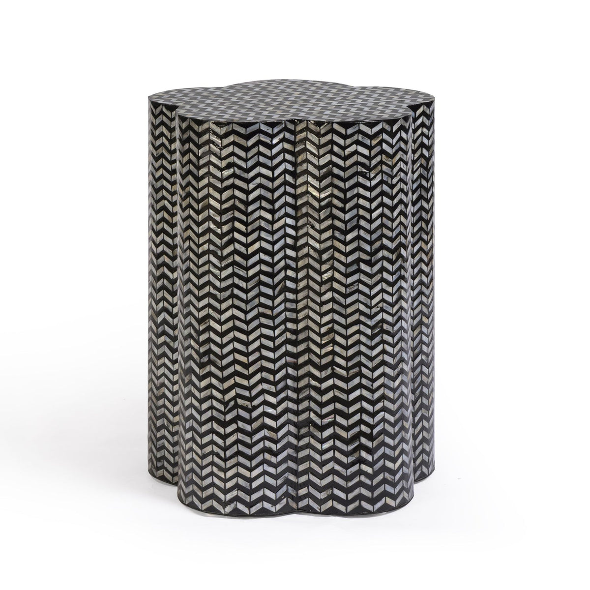 TOV Furniture Truffle Black Mother of Pearl Shell Side Table