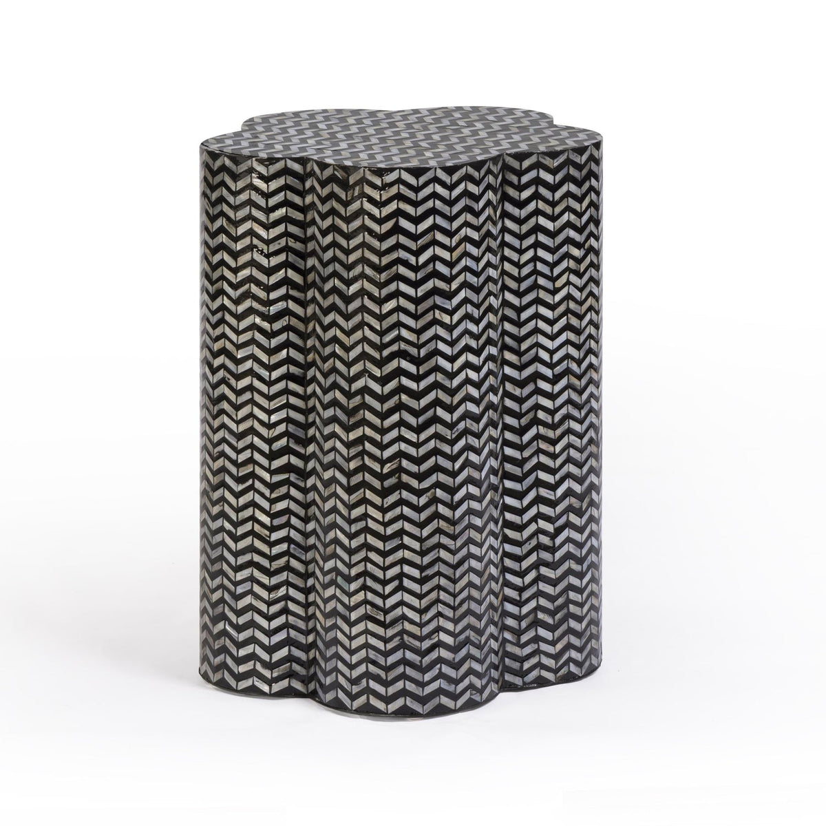 TOV Furniture Truffle Black Mother of Pearl Shell Side Table