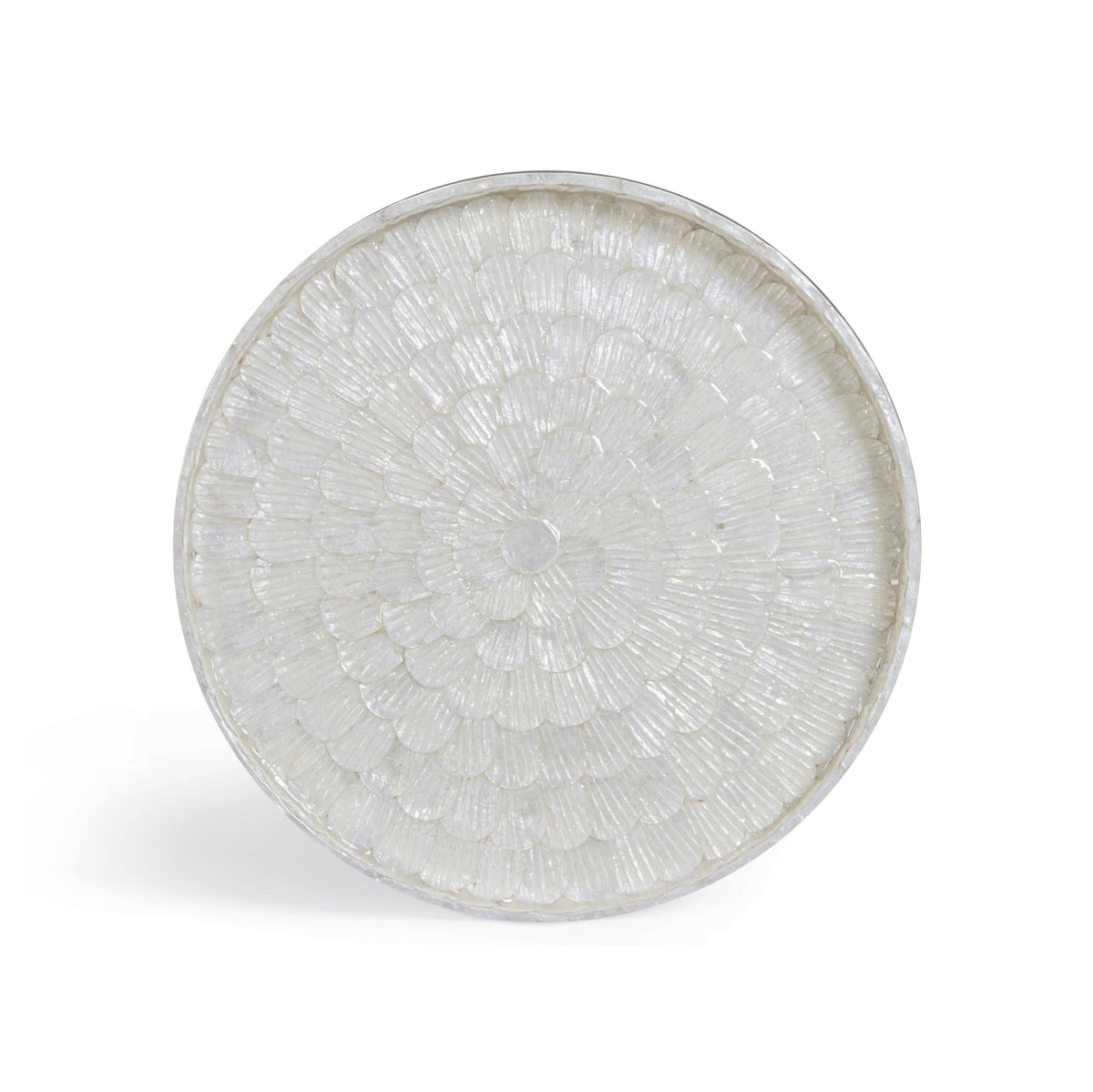 TOV Furniture Coast Pearl White Seashell Round Side Table
