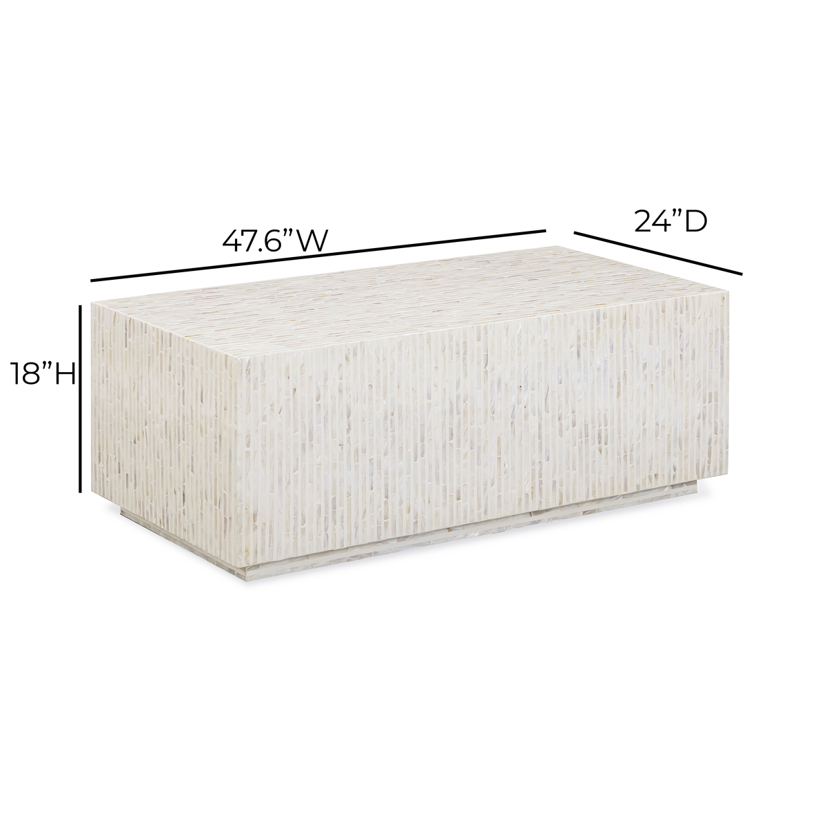 TOV Furniture Earl Cream Shell Rectangular Coffee Table