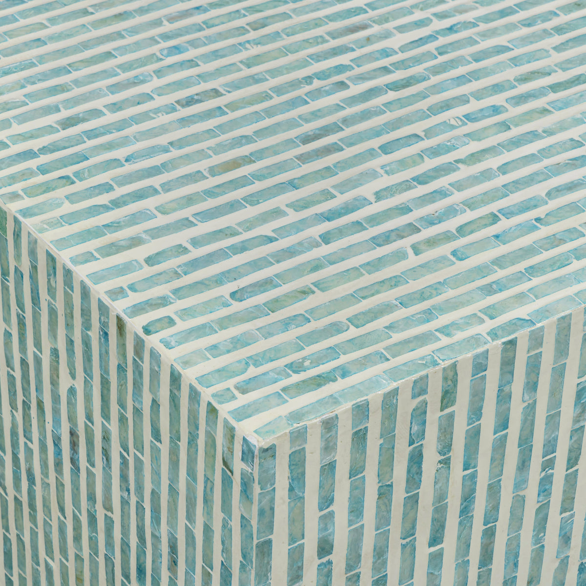 TOV Furniture Earl Light Blue Shell Rectangular Coffee Table