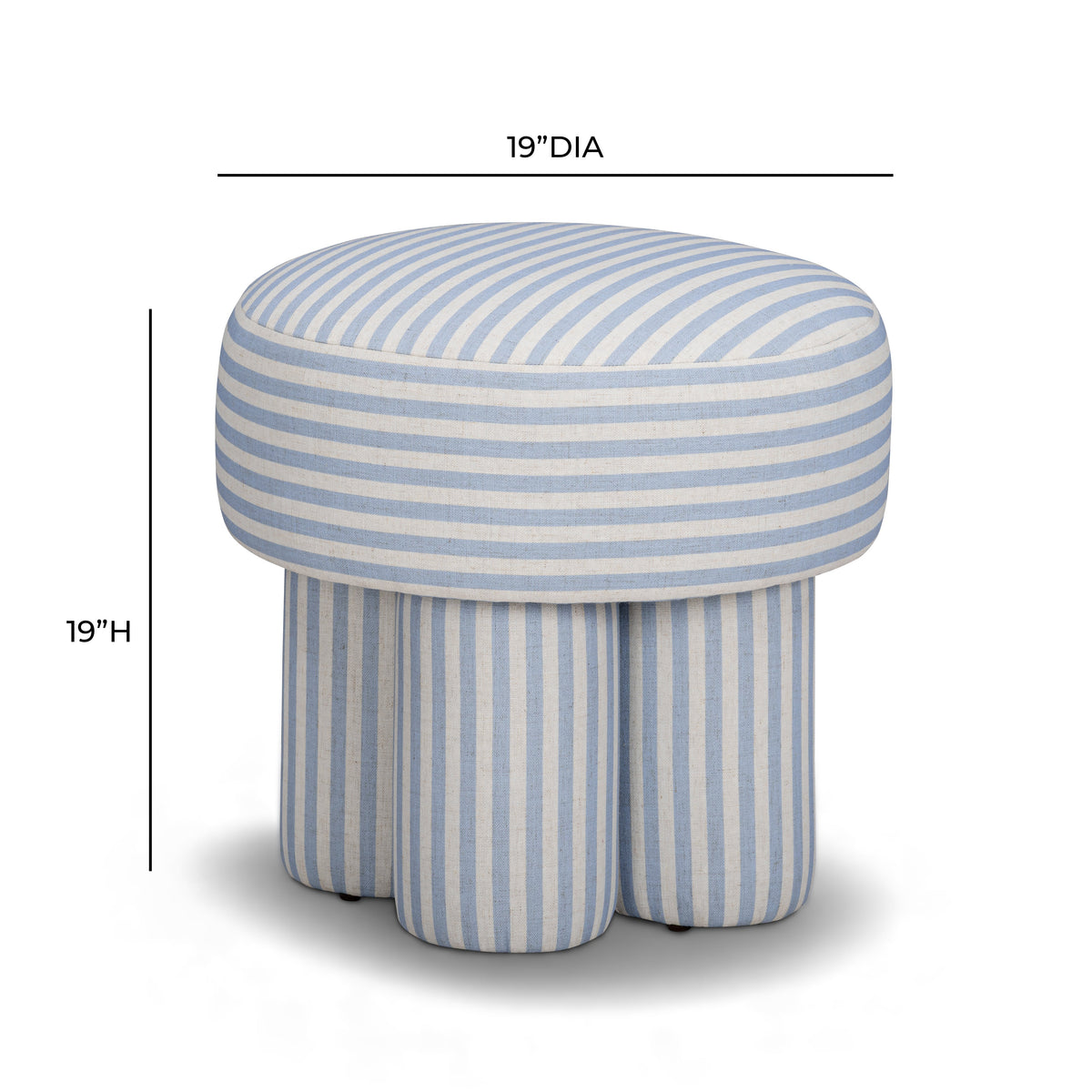 TOV Furniture Masha Blue Striped Performance Linen Accent Stool