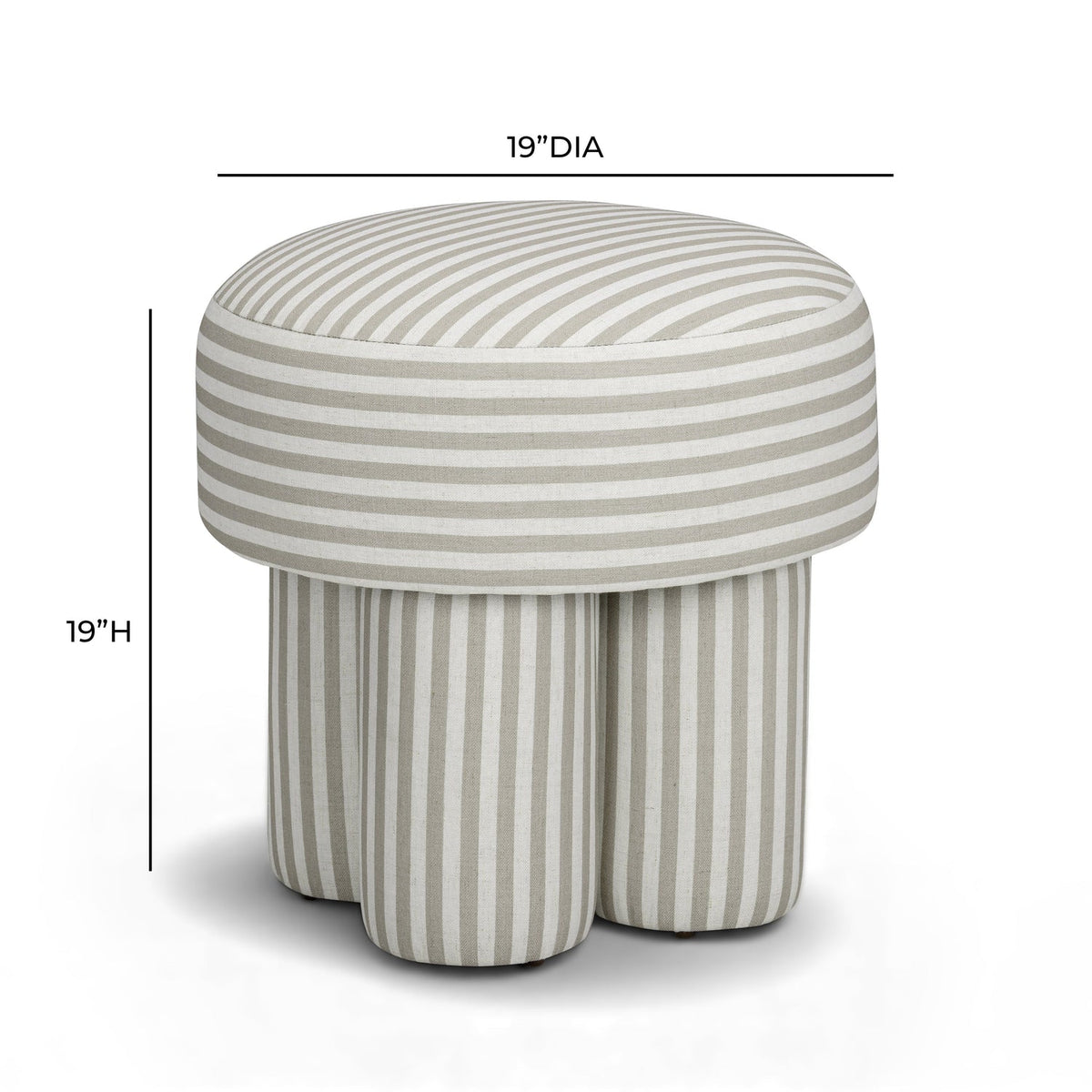 TOV Furniture Masha Khaki Striped Performance Linen Accent Stool