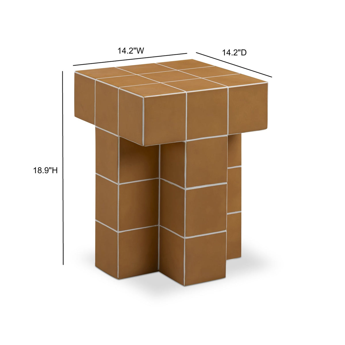 TOV Furniture Alma Tile Orange Concrete Indoor/Outdoor Side Table