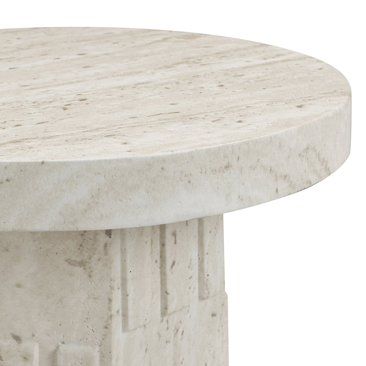 TOV Furniture Asta Faux Travertine Concrete Indoor/Outdoor Side Table