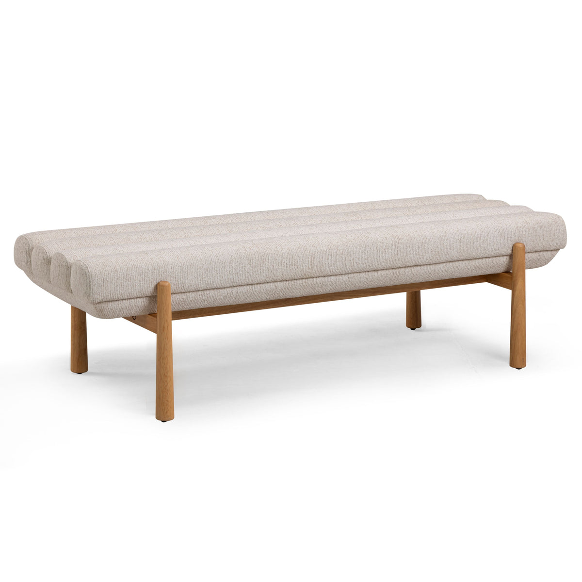 TOV Furniture Julianna Cream Textured Performance Bench in cream textured fabric, primary product view