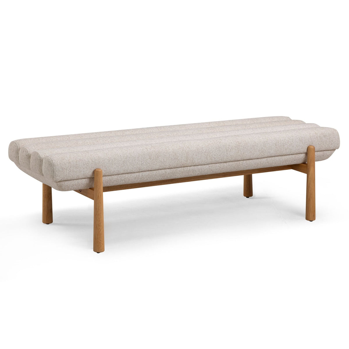 TOV Furniture Julianna Cream Textured Performance Bench in cream textured fabric, primary product view