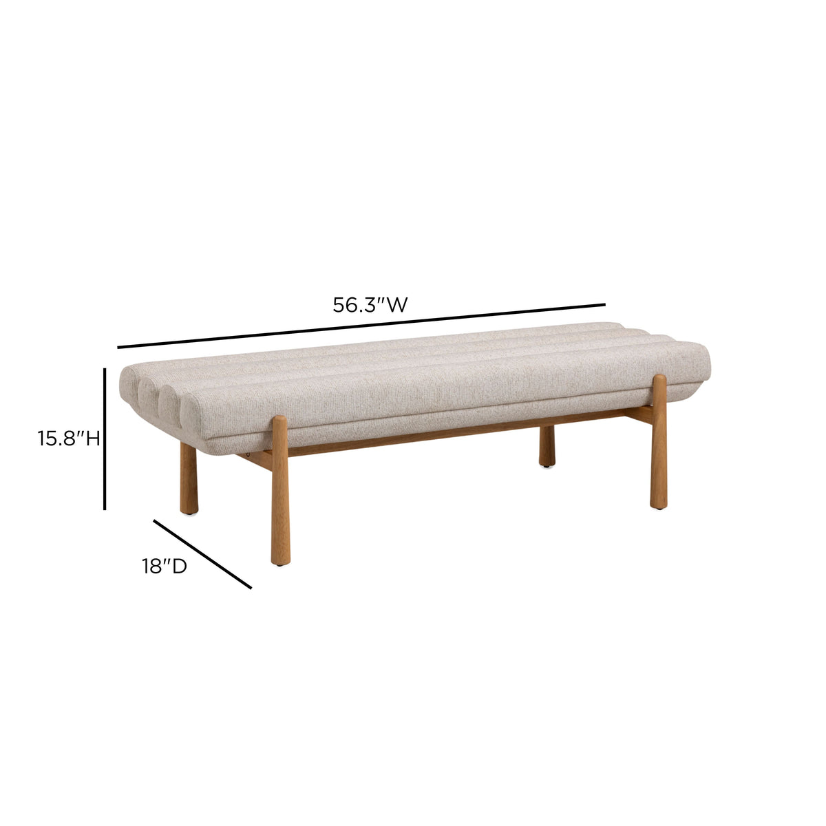 TOV Furniture Julianna Cream Textured Performance Bench