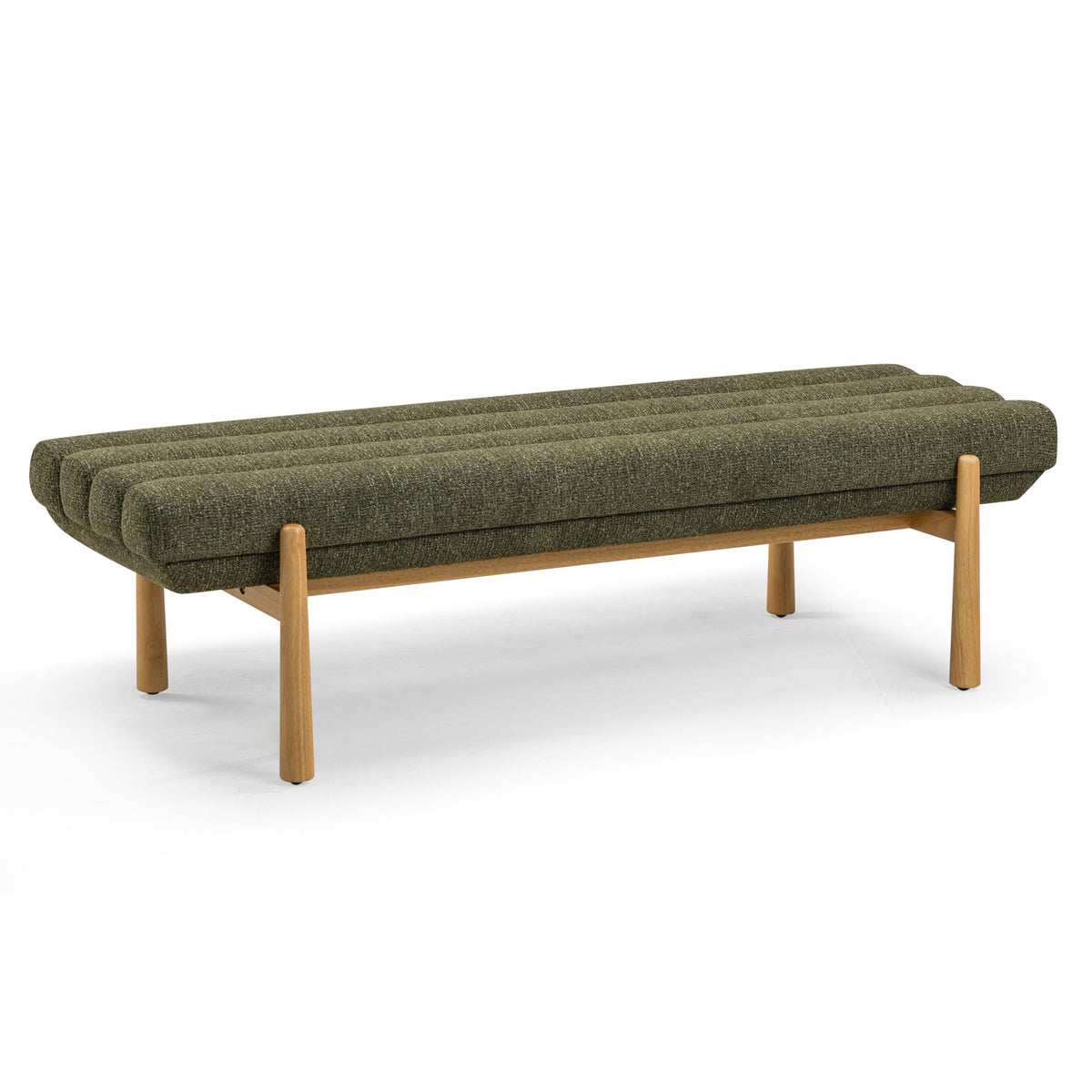 TOV Furniture Julianna Green Textured Performance Bench in green textured fabric, primary product view