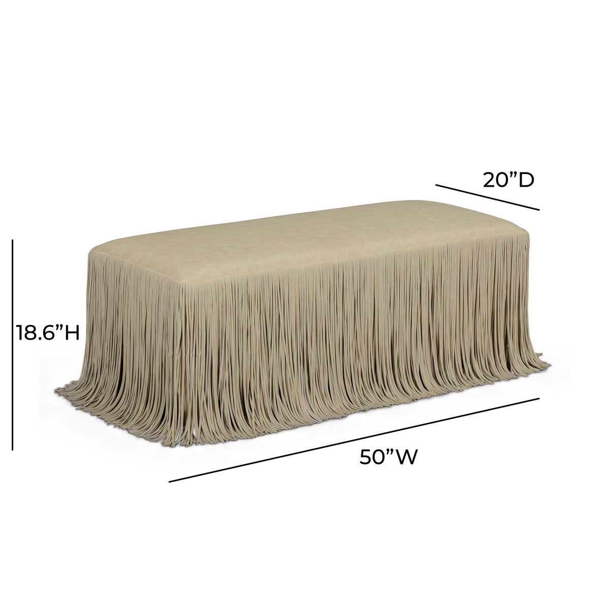 TOV Furniture Shag Me Tan Performance Vegan Leather Bench