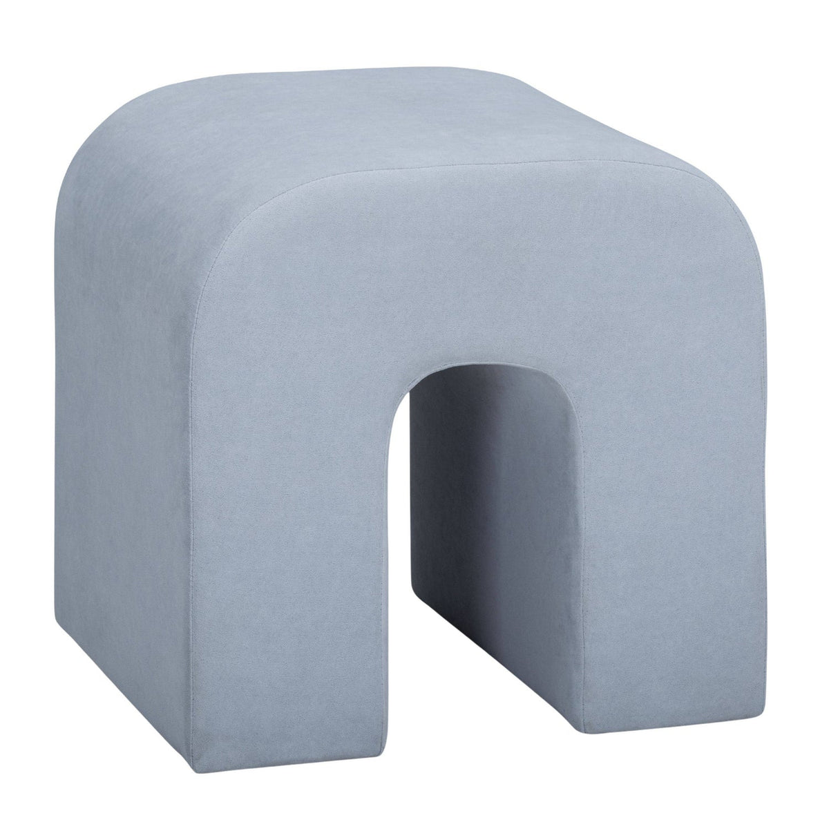 TOV Furniture Desi Light Blue Performance Velvet Ottoman in light blue performance velvet, primary product view