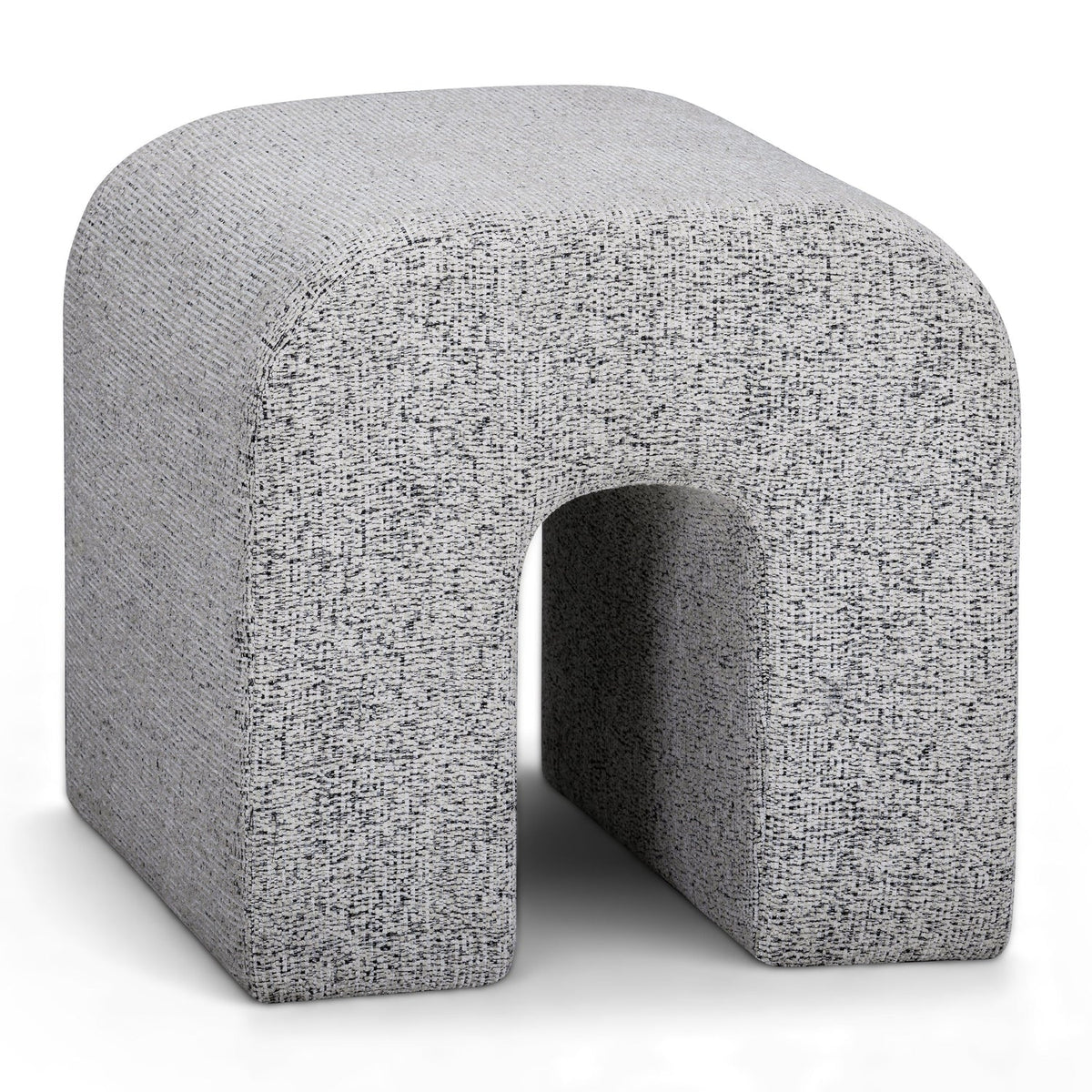 TOV Furniture Desi Black Woven Performance Ottoman in black and white woven fabric, primary product view