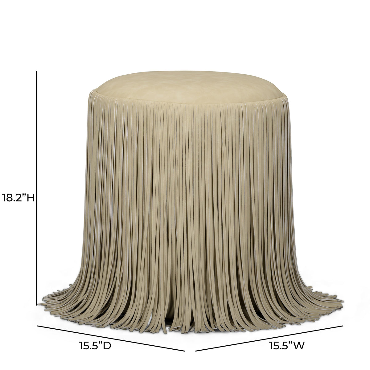 TOV Furniture Shag Me Tan Performance Vegan Leather Ottoman