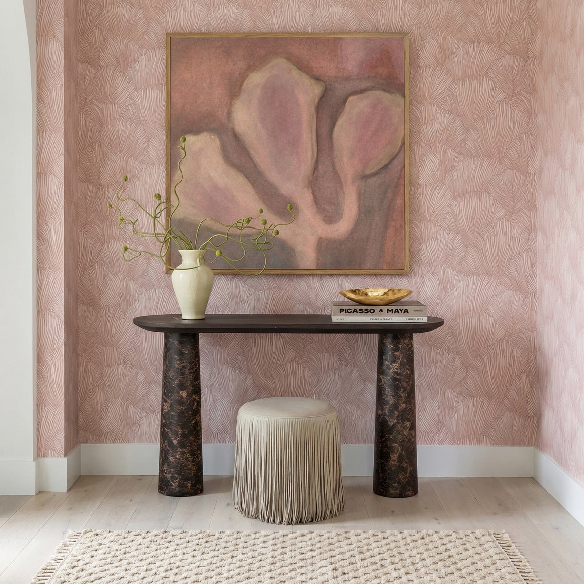 TOV Furniture Braya Faux Emperador Marble Console Table