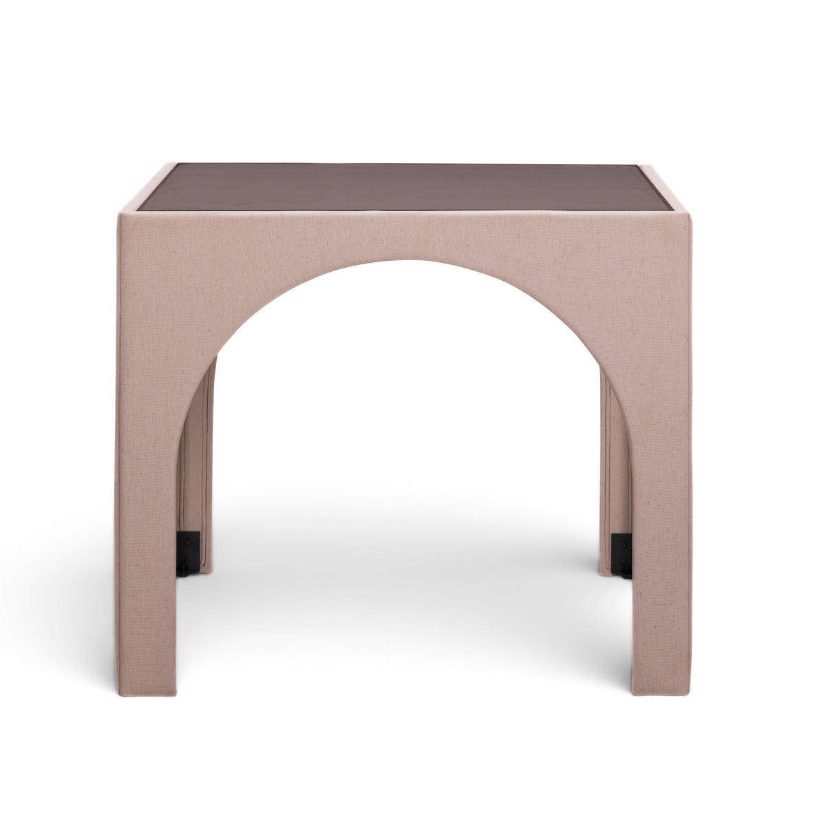 TOV Furniture Tomlin 35" Square Mahjong Table in light pink chenille with glass top, primary view
