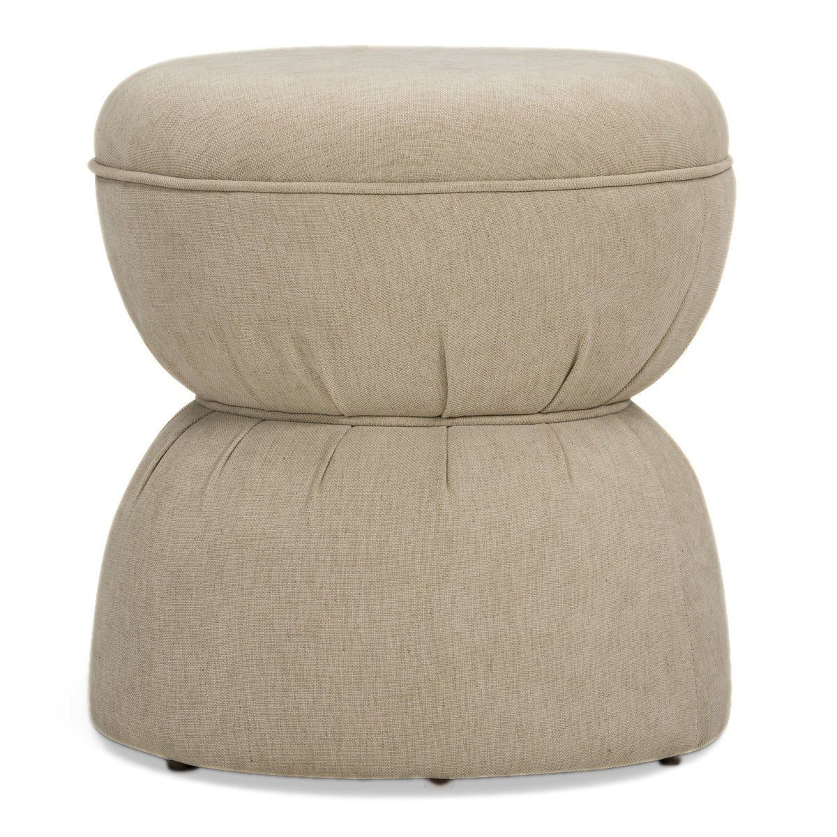 TOV Furniture Tomlin Ruched Performance Game Ottoman in tan ruched chenille, primary product view