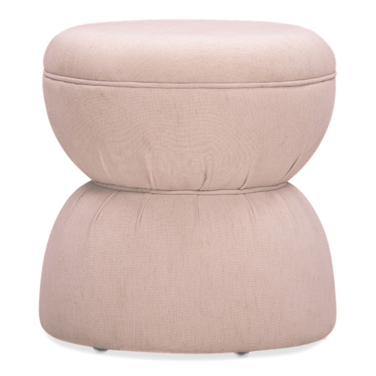 TOV Furniture Tomlin Ruched Performance Game Ottoman in light pink chenille, primary product view