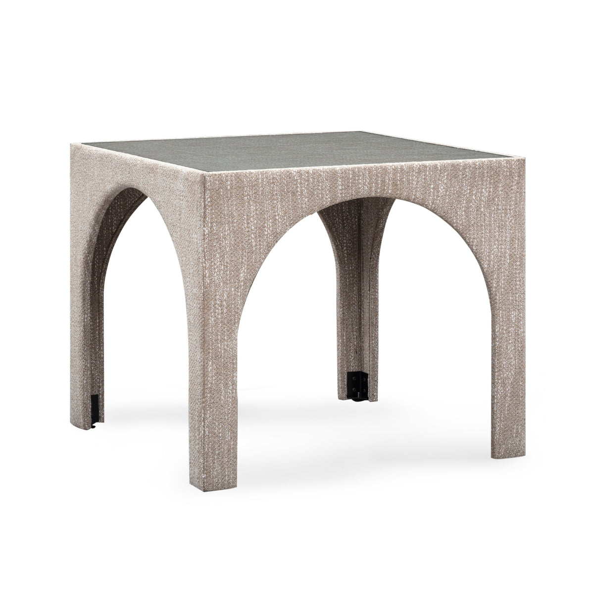 TOV Furniture Tomlin Beige Performance Chenille Game Table and Two Ottomans Set