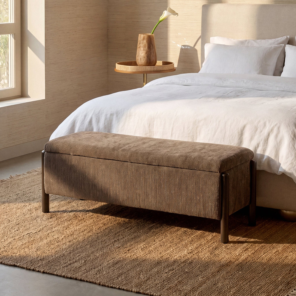 TOV Furniture Abby Nubby Brown Storage Bench