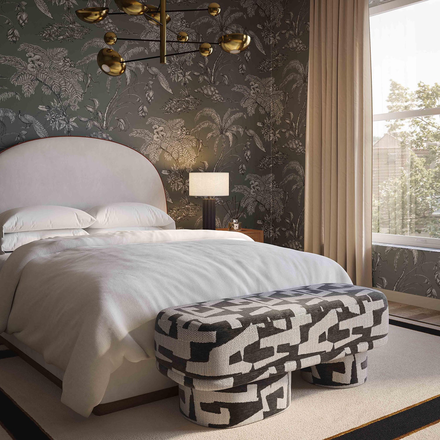 TOV Furniture Lena Jacquard Bench